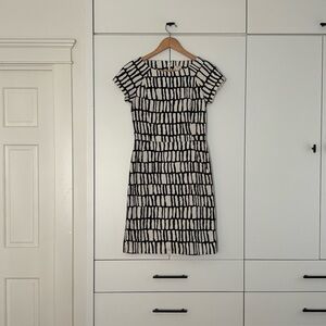 J. Crew Black and White Geometric Midi Dress